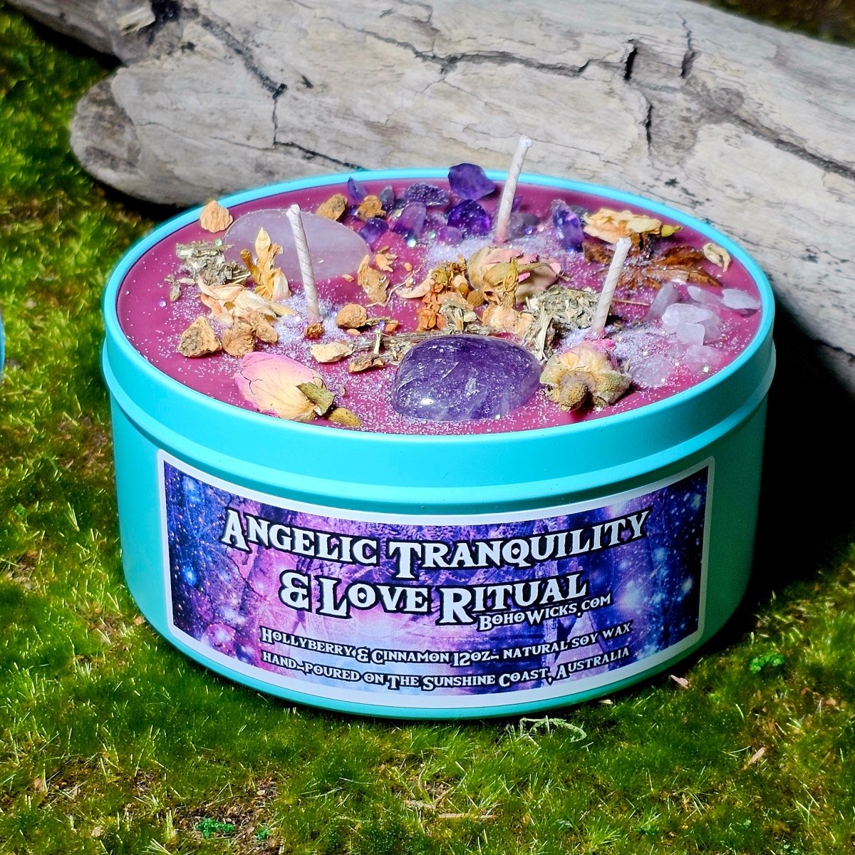 Angelic Tranquility & Love Ritual - Candles with 8oz Tiffany blue | Boho Wicks