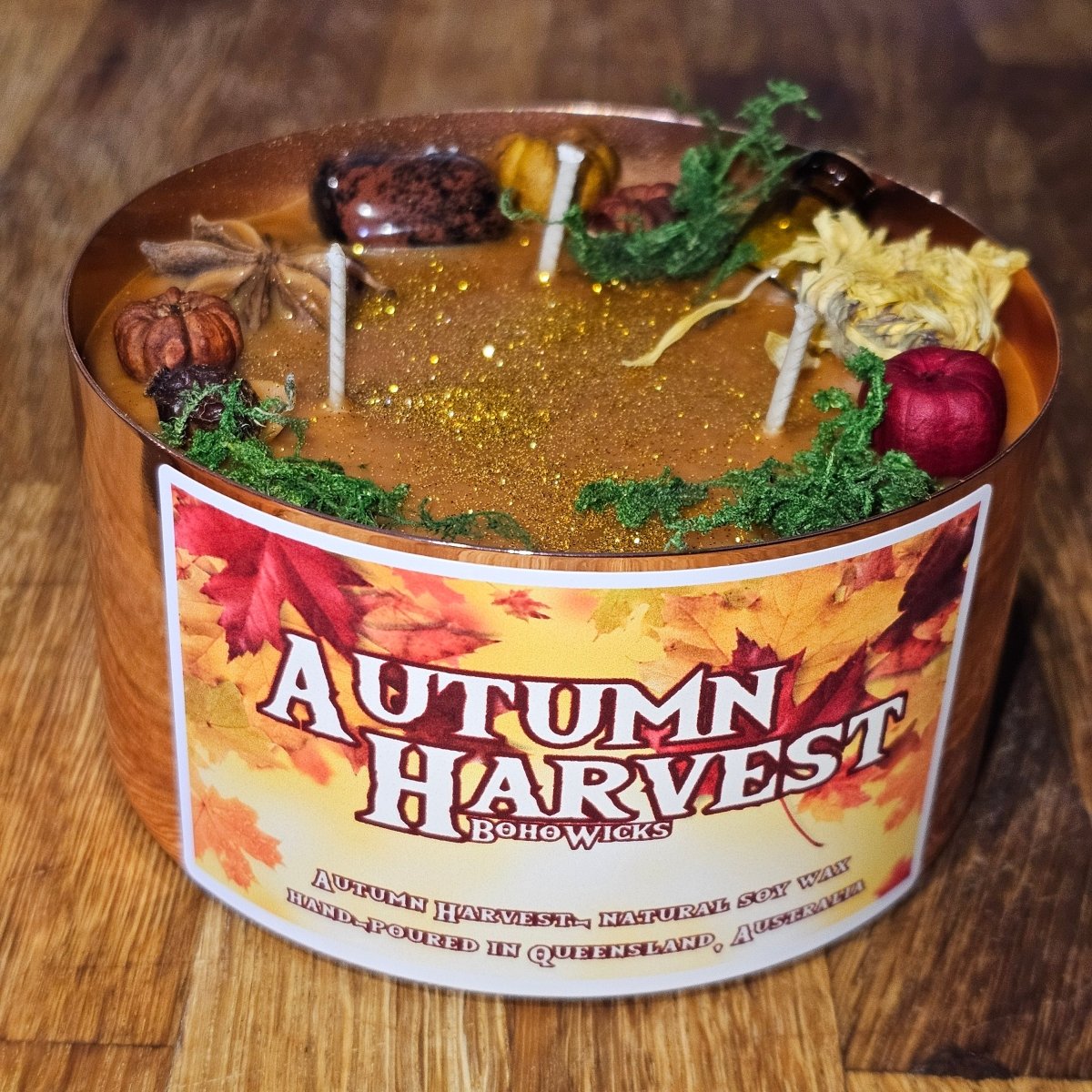 Autumn Harvest - Candles with Candle bowl | Boho Wicks