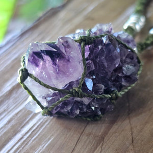 Spirit Quartz Pendants - jewellery with Moss Green. Silver beads. Measures 22cm. Adj to 41cm | Boho Wicks