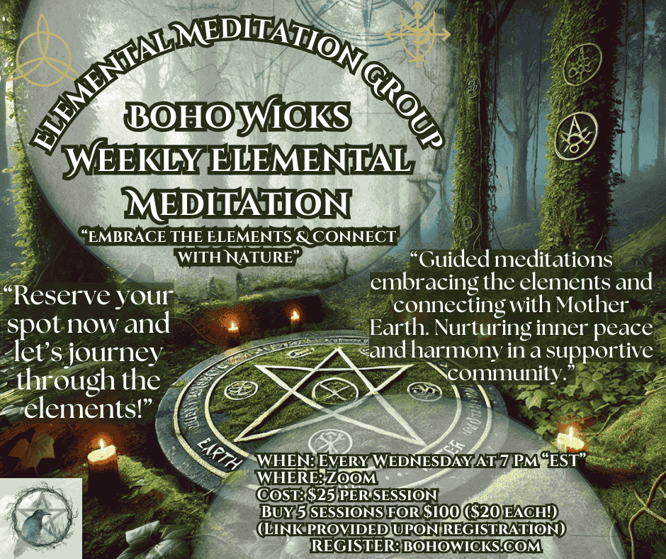 Weekly Elemental Meditation – Online Zoom Gathering - Meditation with Buy 1 session | Boho Wicks